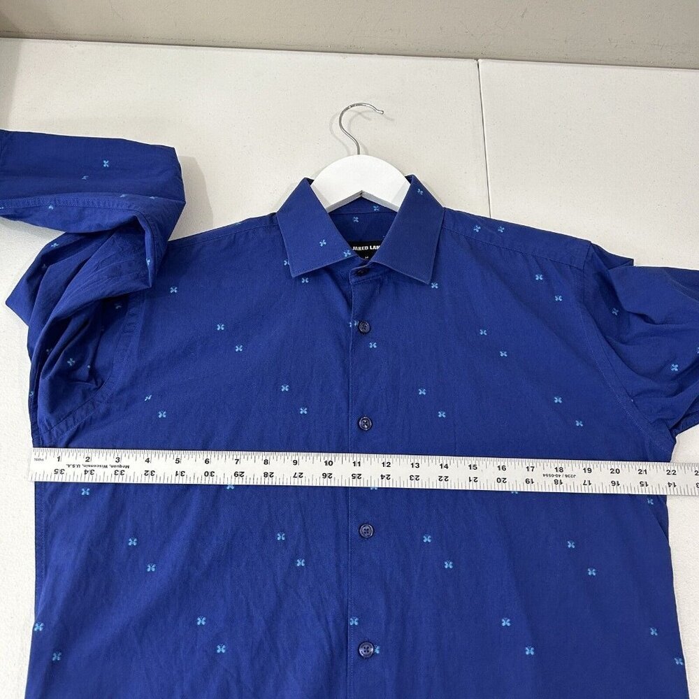 Jared Lang Mens Dress Shirt Medium Blue Butterfly Button Front Work Date Night - Picture 3 of 15